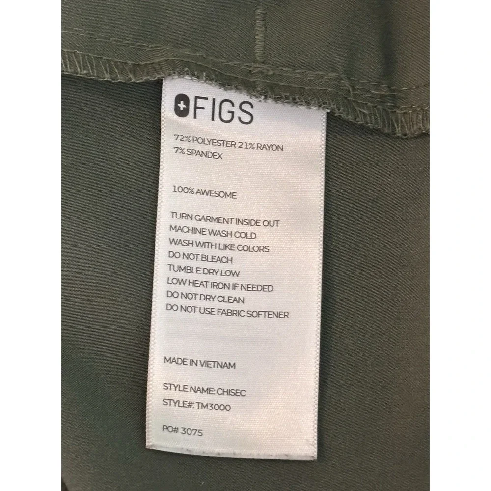 FIGS Technical Collection Olive Green V-Neck Scrub Top Small Mens Medical EUC